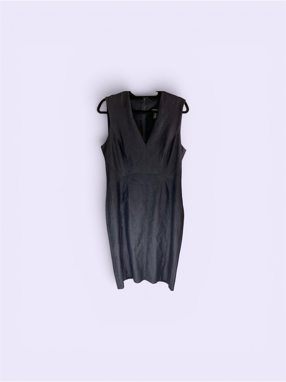 White House Black Market Dark Chambray V-Neck Midi Dress